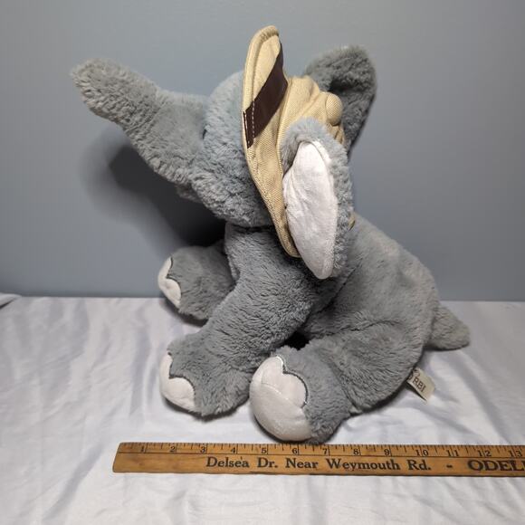 RBI Ron Banafato Inc Elephant Plush Scout Safari Hat Grey Soft Stuffed Animal - Picture 12 of 12